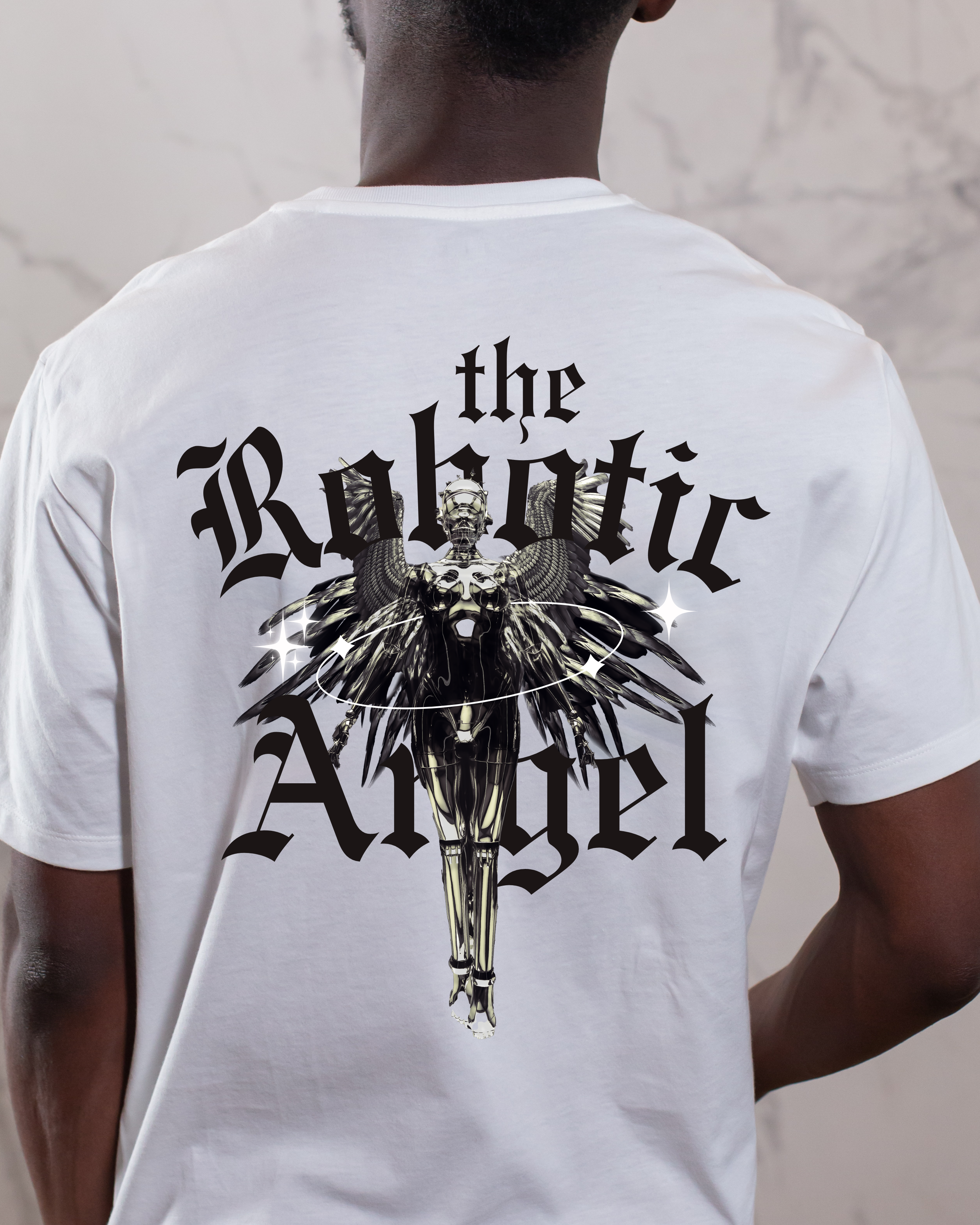 The Robotic Angel Oversized Graphic T-Shirt – Futuristic Streetwear T-Shirt